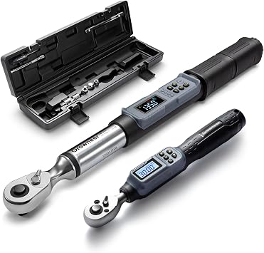 GROWNEER Digital Torque Wrench Set, 1/4" Drive 1.1-22.1 Ft-lbs/1.5-30Nm & 3/8 Drive 7.38-147.5 Ft-lbs/6.8-135Nm Electronic Torque Wrench Combo with Buzzer & LED Indicator for Motor Car Repair