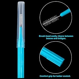 Patelai 100 Pieces Braces Brush for Cleaner Interdental Brush Toothpick Dental Flossing Head Oral Hygiene Flosser Tooth Cleaning Tool (Light Blue, Pink, Yellow, Light Green)