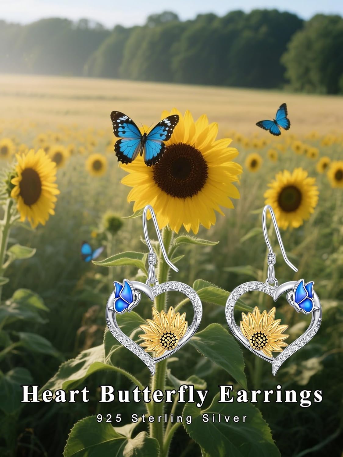 Bee/Butterfly/Dragonfly/Hummingbird/Sunflower Earrings for Women 925 Sterling Silver Sunflower Earrings Hypoallergenic Animal Jewelry Gifts for Women - Image 6