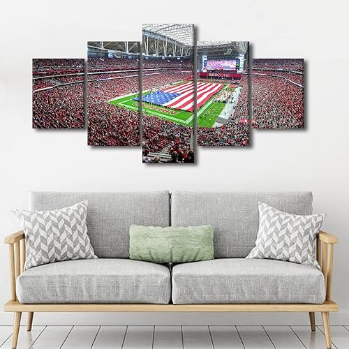 Vista 281 de Cuadros de estadios deportivos de fútbol americano de Minnesota, cuadros de vikingos, 5 paneles, lienzo para pared, arte de pared del estadio