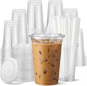 Amazon.com: AOZITA 100 Pack 20 oz Disposable Plastic Cups with Lids and