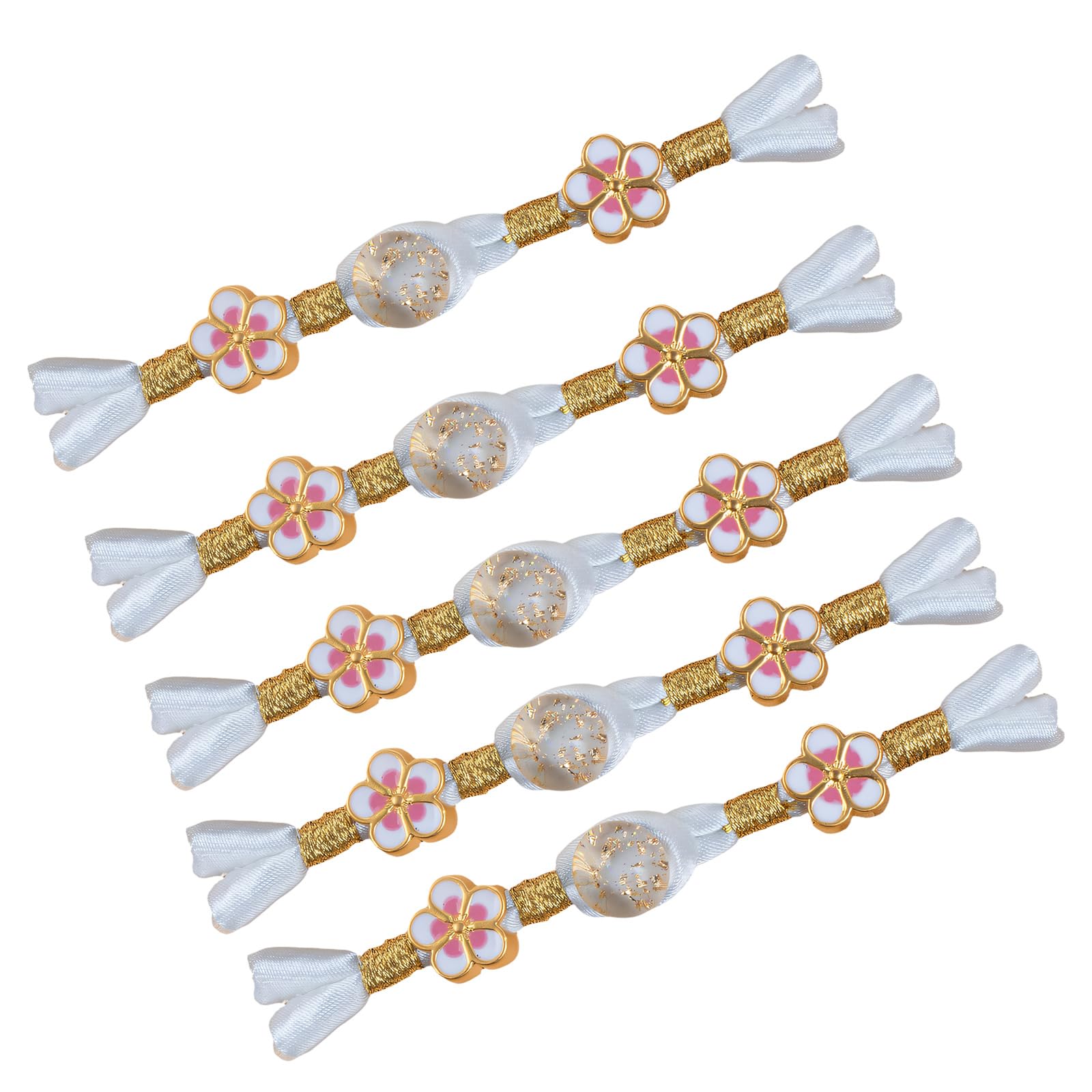 Alloneslife White 5Pcs Traditional Chinese Knot Button Closure Decorative Sewing Button Fasteners For Wedding Dress Costume Decoration Old Dressmaking Components