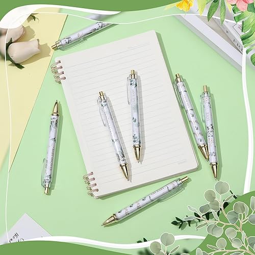 Miniatura 3 de Chuangdi 24 Piezas Bolígrafos de Punta de Bola con Diseño de Hoja para Baby Shower Favores a Granel Bolígrafo Retráctil Tinta Negra con Regalos para