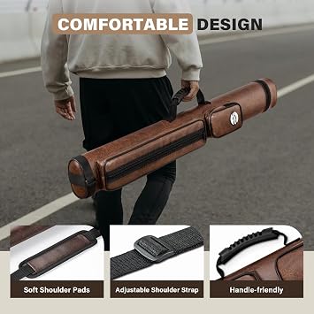 Trymaker Snooker Cue Case, Pool Cue Case for 2-Piece Cue (Not for 3/4 Cues), Made of Faux Leather Snooker Accessories