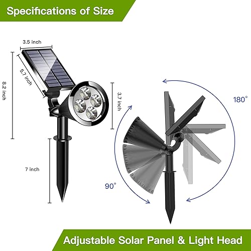 Miniatura 6 de MEIHONG Focos solares para exteriores, luces solares para exteriores, luces solares de paisaje con sensor de atardecer a amanecer, luces solares de