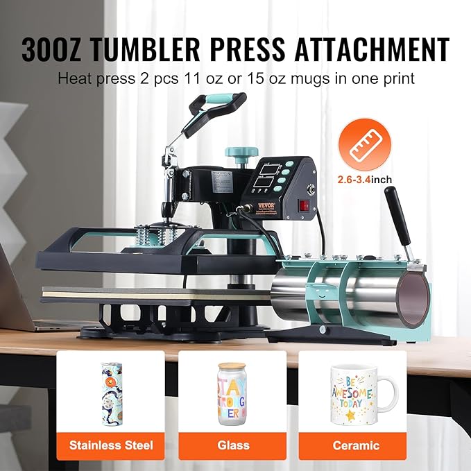 VEVOR Prensa Térmica 5 en 1 con Prensa para Tazas y Gorras 12x15 Pulgadas miniatura 4