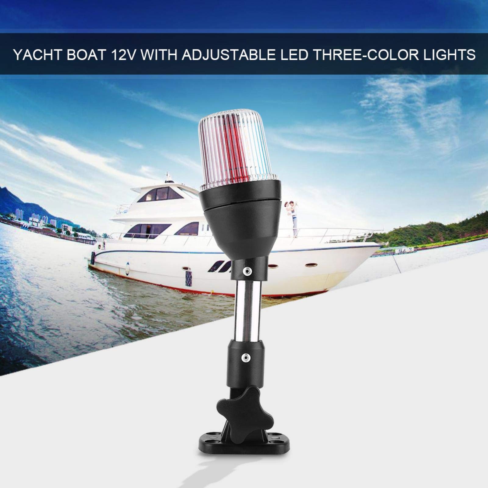 Fydun La Lampe De Navigation De LED, Yacht De Bateau Marin De Rivage RéGlable ImperméAble à l'eau Signal Lumineux Se Replient vers Le Bas De L'Ancre De Poupe