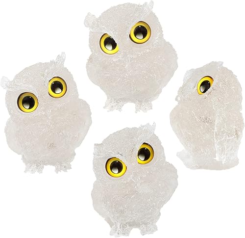 Miniatura 9 de Nupuyai Estatua de búho de piedra pulida de resina de orgón de 2.5 pulgadas, mini figuras de animales de cristal talladas a mano para mesa,