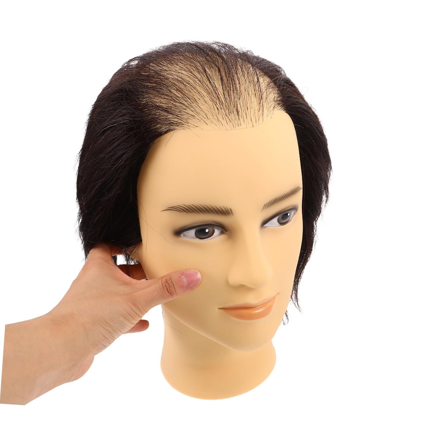 Male Hair Cutting Mannequin Head for Styling Practice with Hair Density, Pvc Material, Multifunctional Training Tool for Beginner Barbers in Classroom and Examination Preparation