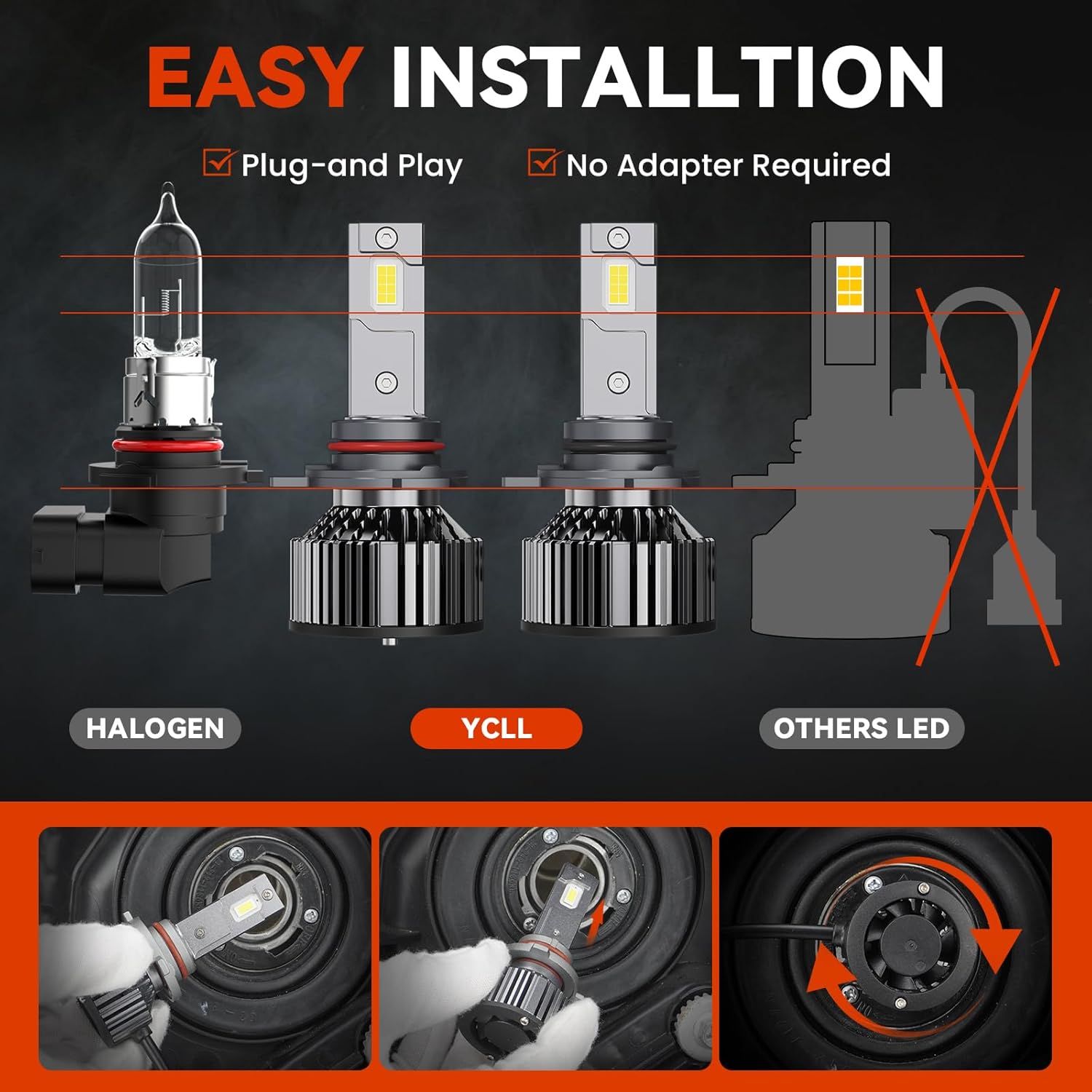 YCLL Fits For Ford Explorer 2016 2017 2018 2019 Light Bulb Combo,9005 High Beam 9006 Low Beam + H10/9145 Fog Lights Combo, 6500K,500% Brightness,Plug and Play,70W,6 Pack