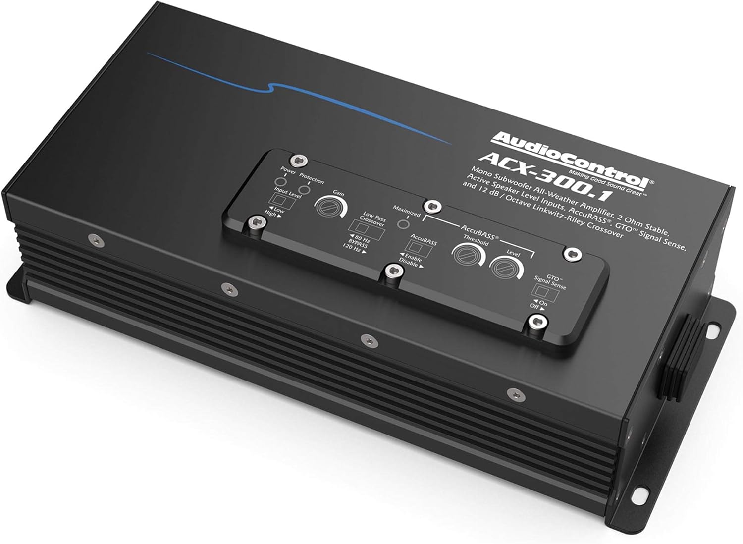 AudioControl ACX-300.4 4-Channel Powersports/Marine Amplifier — 50 watts RMS x 4 with AudioControl ACX-300.1 Mono Powersports/Marine Amplifier — 300 watts RMS x 1 at 2 ohms