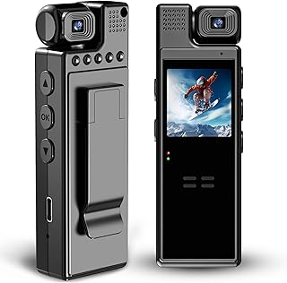 HD 1080P Mini Körperkamera Mini Body Camera 180° drehbares Objektiv Bewegungserkennung 6 Stunden Akkulaufzeit Tragbare Überwachungskamera, Body Cam für Drinnen/Außen Sport Radfahren Konferenz