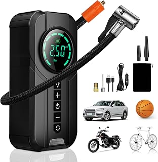 Portable Air Compressor, 12V Tire Inflator, 180PSI Smart Electric Air Pump for Fast Inflation40L/min, Preset Tire Pressure, Auto Inflate and Stop, LED Light, Ideal for Cars, Motorcycles, Bikes, Balls