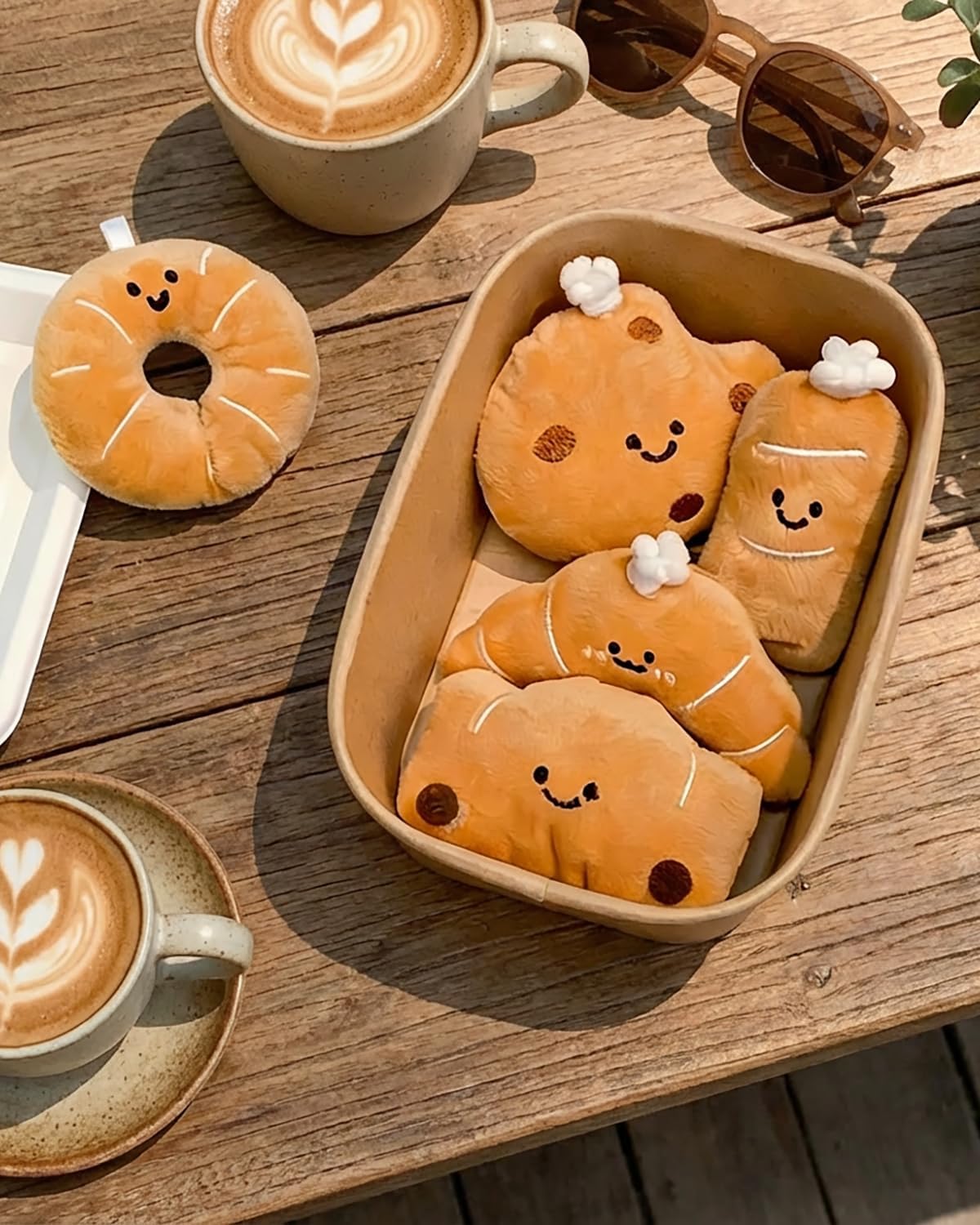 Plush Food Bag Charms & Keychains Emotional Support Cute Bread Purse Charm Backpack Charm Gift for Women Girls Boys