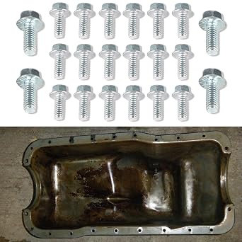 22 Pcs Oil Pan Bolt Kit Fit for Chevy and Ford Small Block V8 SBC 265 283 305 327 350 383 400 5.7L & SBF 260 289 302 351W 5.0L EFI 350-455 Stamped Steel Oil Pan Bolts