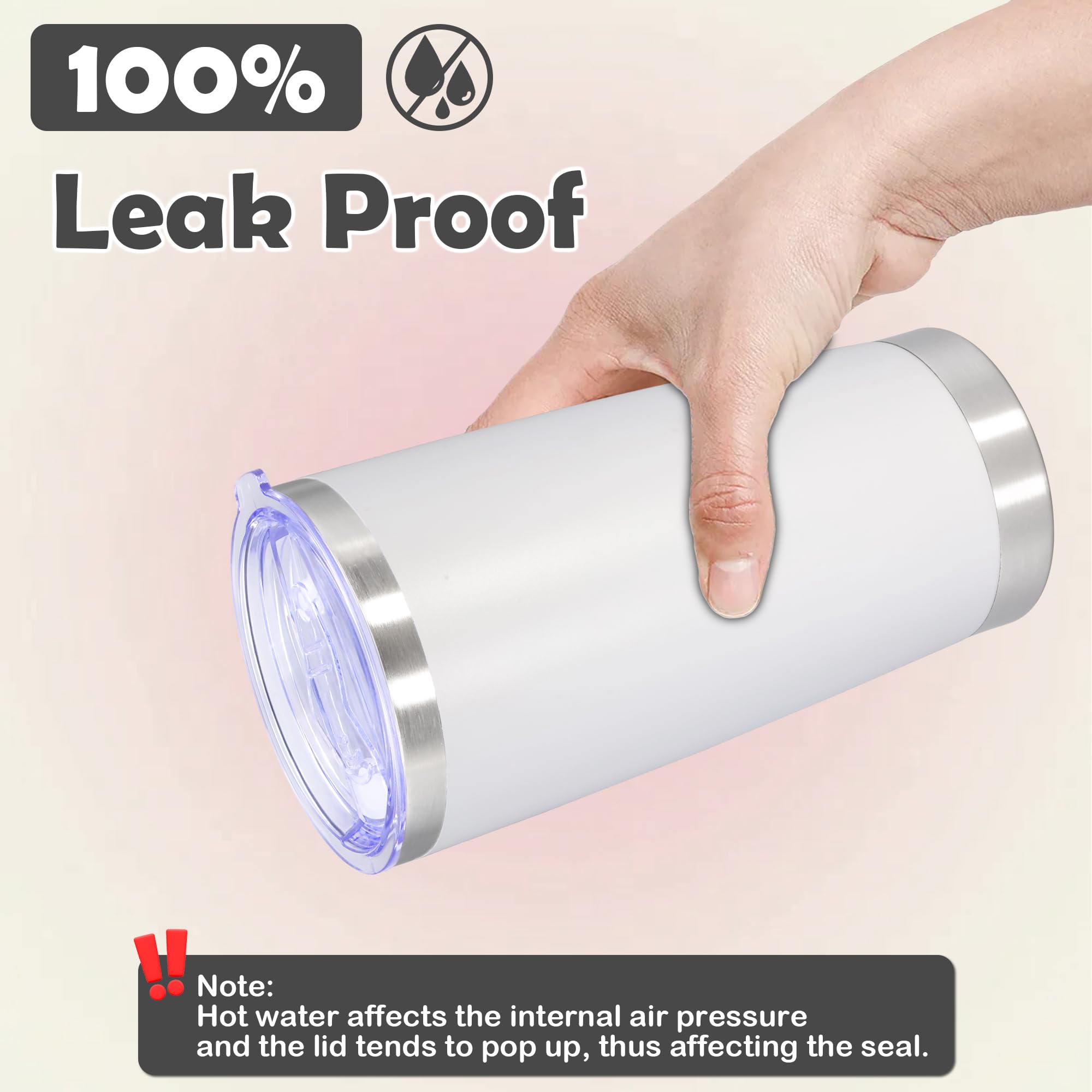 Gobelet De Voyage En Acier Inoxydable De 591 Ml Avec Couvercle Isotherme à Double Paroi, Revêtement En Poudre, Durable Pour Boissons Chaudes Et Froides, Blanc