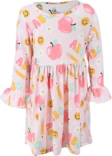 Girls Long Sleeve Ruffled Dresses for Toddlers and Kids