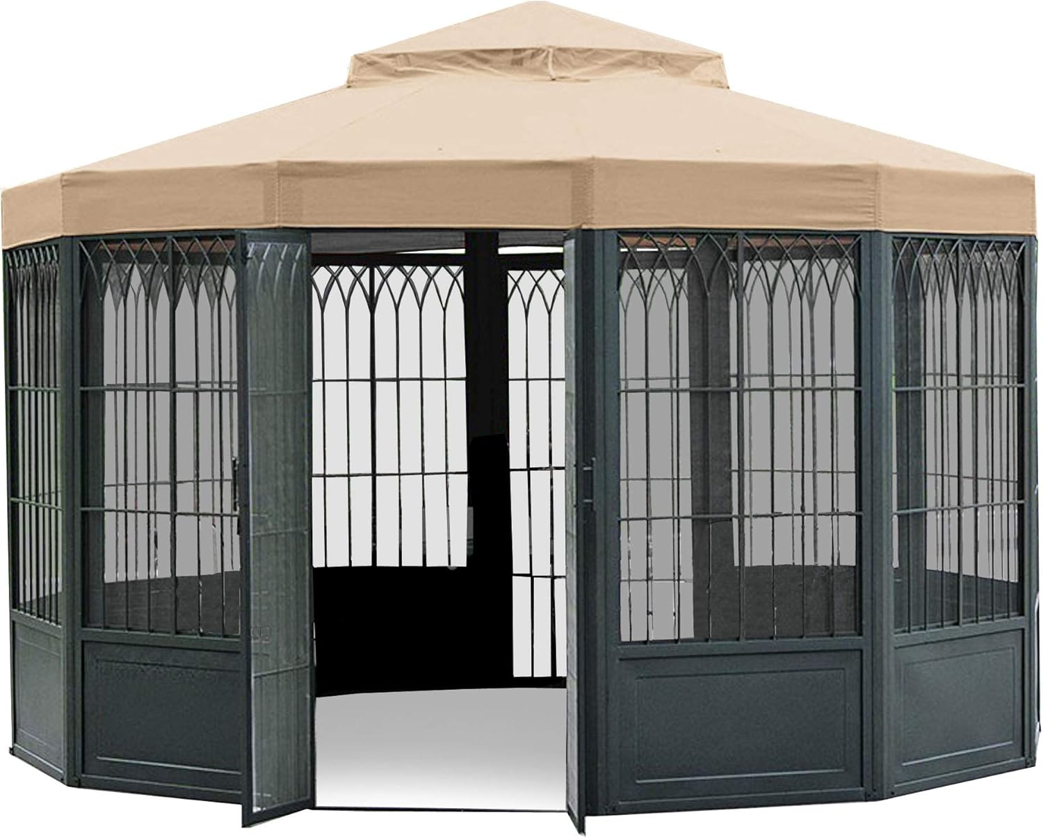 Garden Winds Replacement Canopy Top Cover for Sams Club Sunhouse Gazebo - Riplock 350 - Beige