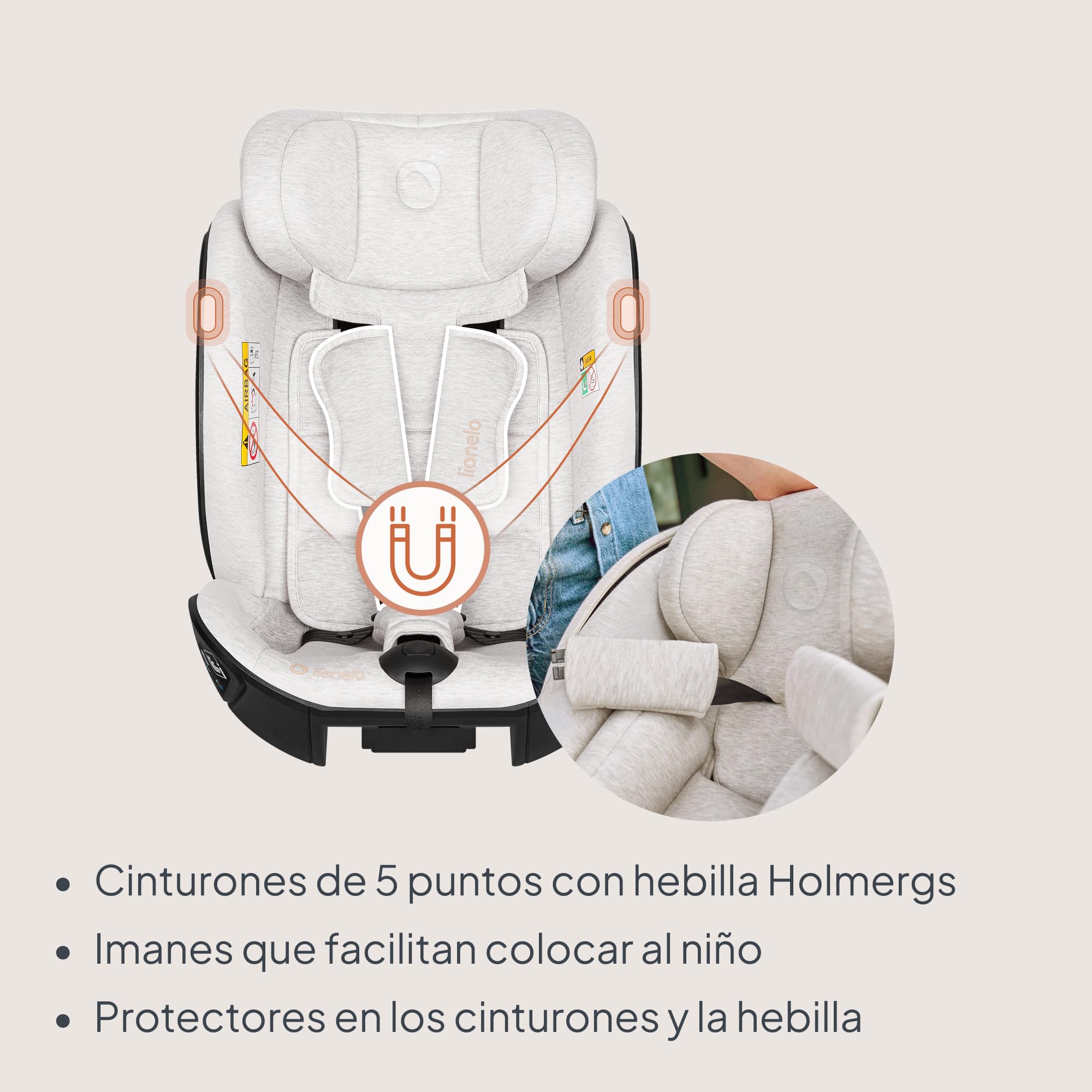 Lionelo Moxie Next i-Size Silla de Coche Para Niños Aprox. 0-4 Años (40-105 Cm), 0-18 Kg, Instalación Sobre Base Giratoria 360°, Protección Lateral SIP, Ajuste Del Reposacabezas Y De La Inclinación