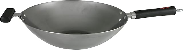 Dexam 12108314 Professional Carbon Steel Wok with Staycool Helper Handle 34cm/14-inch
