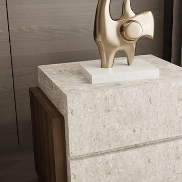 Bedside Table Nightstand with Double Drawer Floor Standing for Bedroom Storage Organization Bedroom(White,Medium)