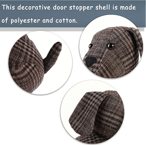 Vista 55 de Lindo tope de puerta decorativo para el hogar y la oficina, topes de puerta de piso, protectores de pared pesados de tela con peso animal, gato café