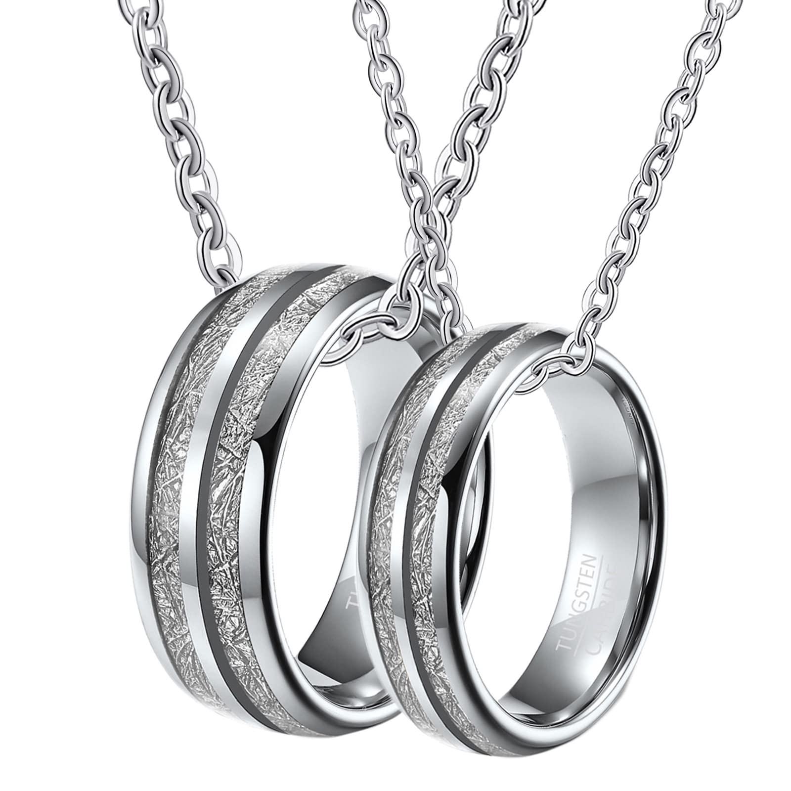 Pasujące naszyjniki dla chłopaka i dziewczyny, naszyjnik dla chłopaka, dziewczyny, naszyjnik z wolframu, 6 mm, 8 mm, srebrny pierścionek, wkładka metalowa, prezenty dla par