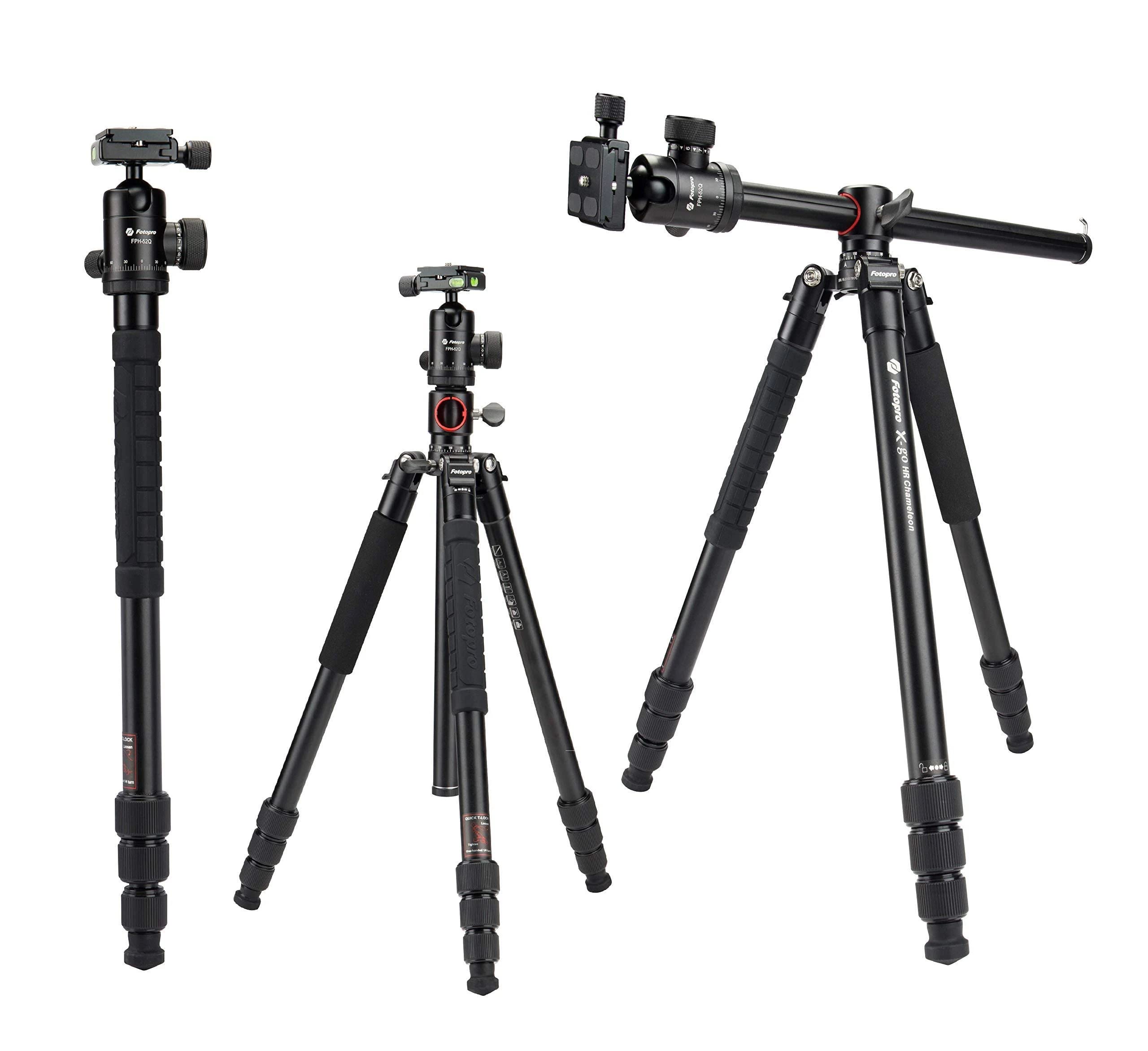 Fotopro X-Go HR Chameleon 6ft Aluminum Built in 2-in-1 Tripod + Monopod Stand for DSLR Camera | FPH-52Q Ball Head | 360°Horizontal Rotation | Upside Down Tripod | Payload 8 kg (Black) (B07WN26SVD) Amazon Price History, Amazon Price Tracker