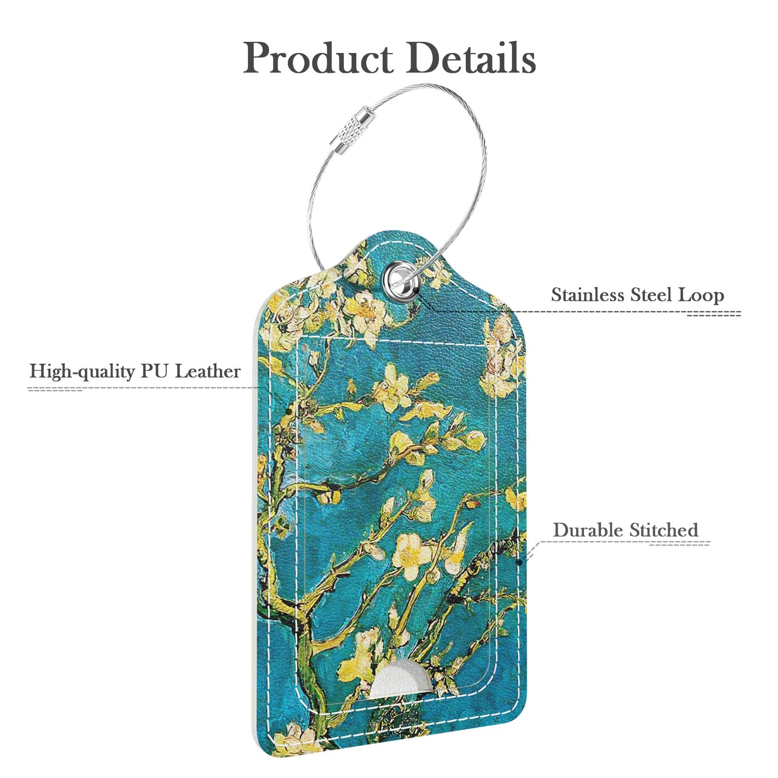 Etichette Per Bagagli In Pelle PU Per Valigie, Confezione Da 2 Pezzi, Con Patta Per La Privacy, Etichetta Identificativa Con Nome E Anello In Metallo, Per Donne, Uomini, Ragazze, Borse, Zaini