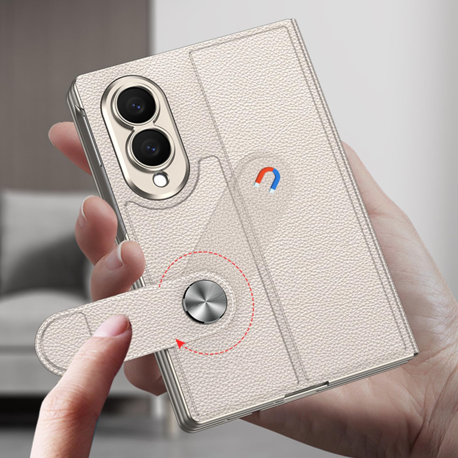 Ribaltabile Cover per Samsung Galaxy Z Fold 8, Leggero Lusso Pelle Affari