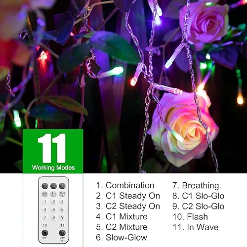 Miniatura 4 de Luces de Navidad de carámbano para exteriores, 40 pies, 612 luces LED de carámbano con 108 gotas, tira de luces de carámbano con control remoto,