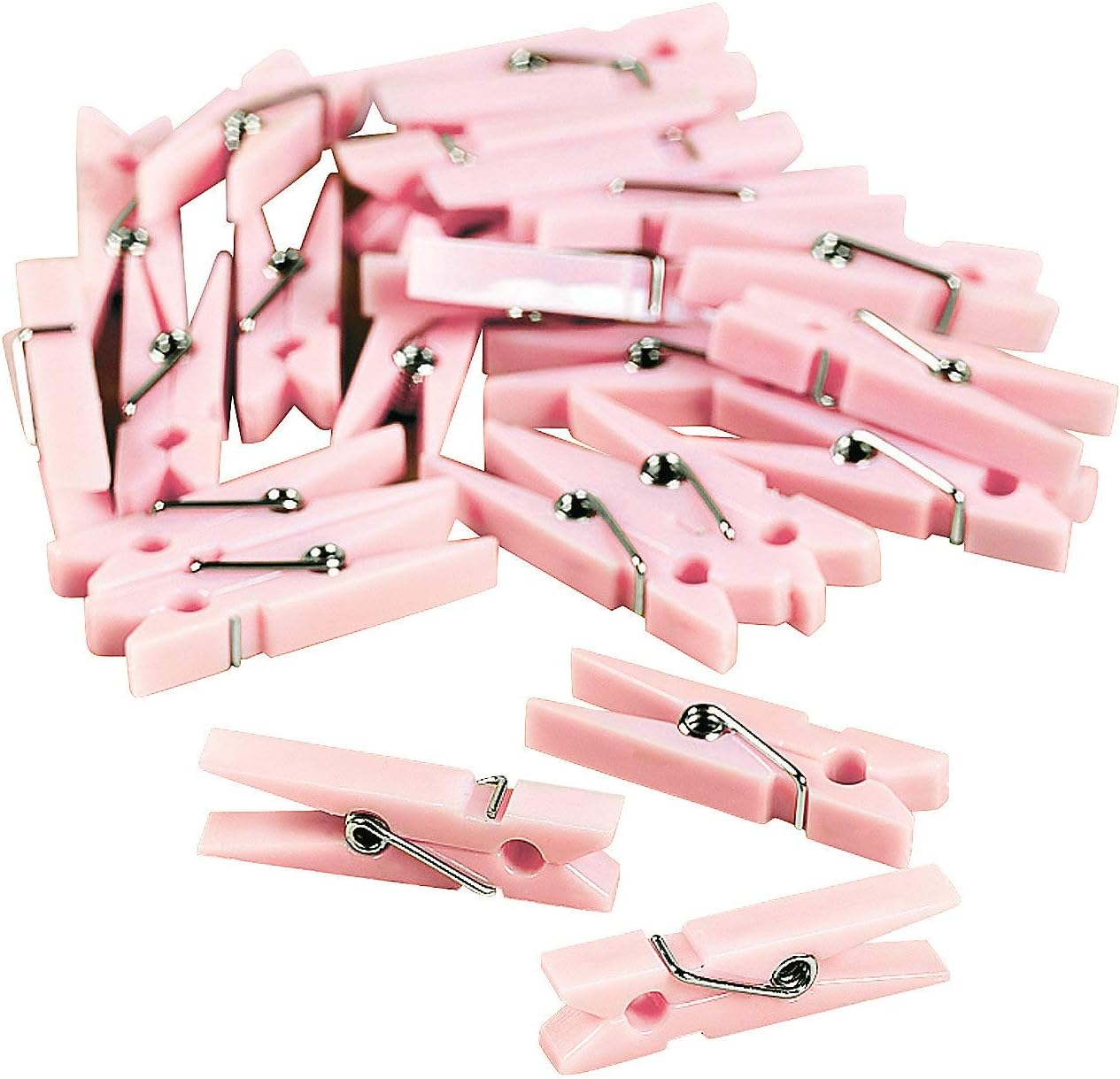 Fun Express Baby Pink Mini Clothespin Baby Shower Party Favors - 48 Pieces