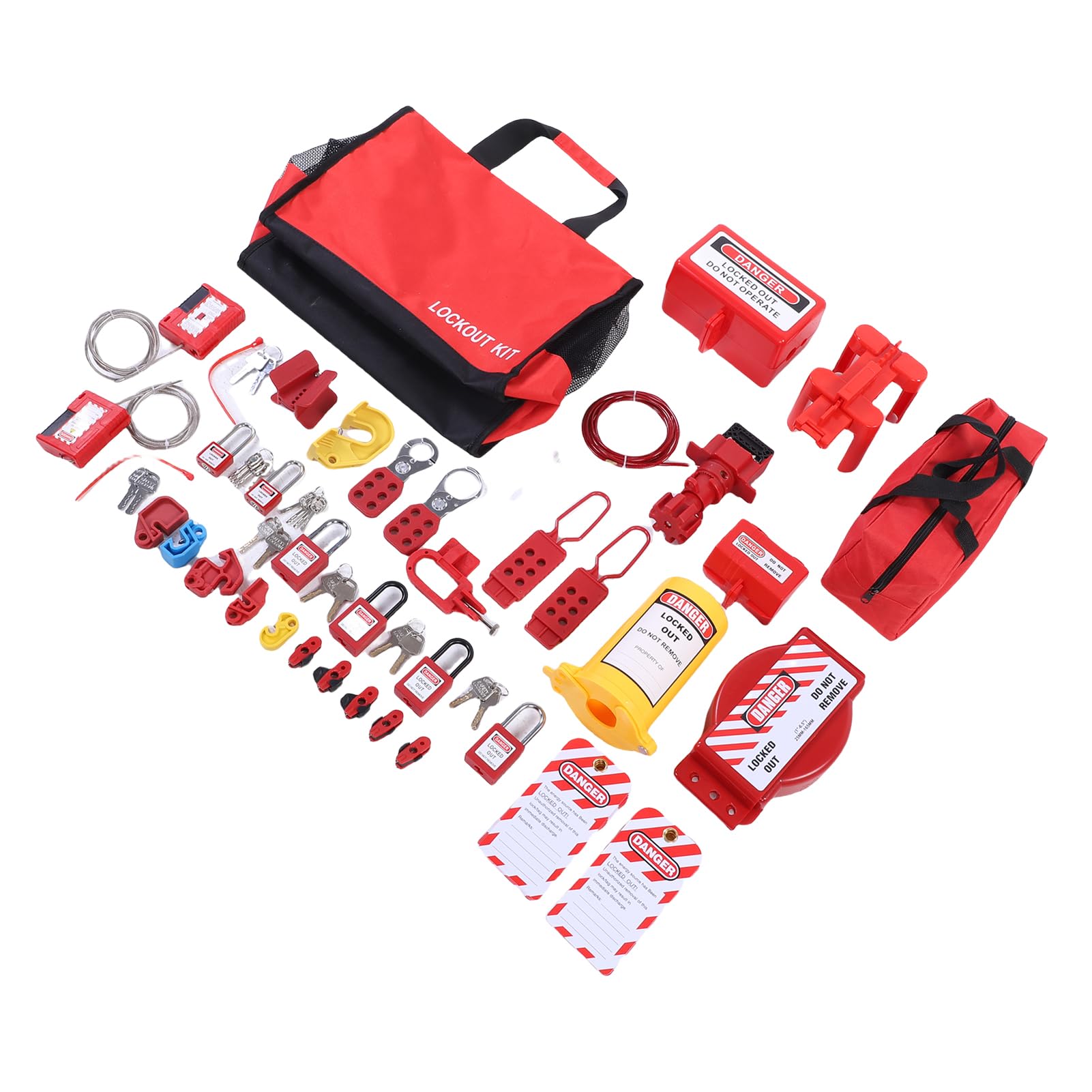 Kit de Etiquetado de Bloqueo Seguridad Eléctrica LOTO con 3 Cerrojos de Bloqueo Cerraduras de Disyuntor, Candados Termoplásticos No Conductores para Industrial Mecánico