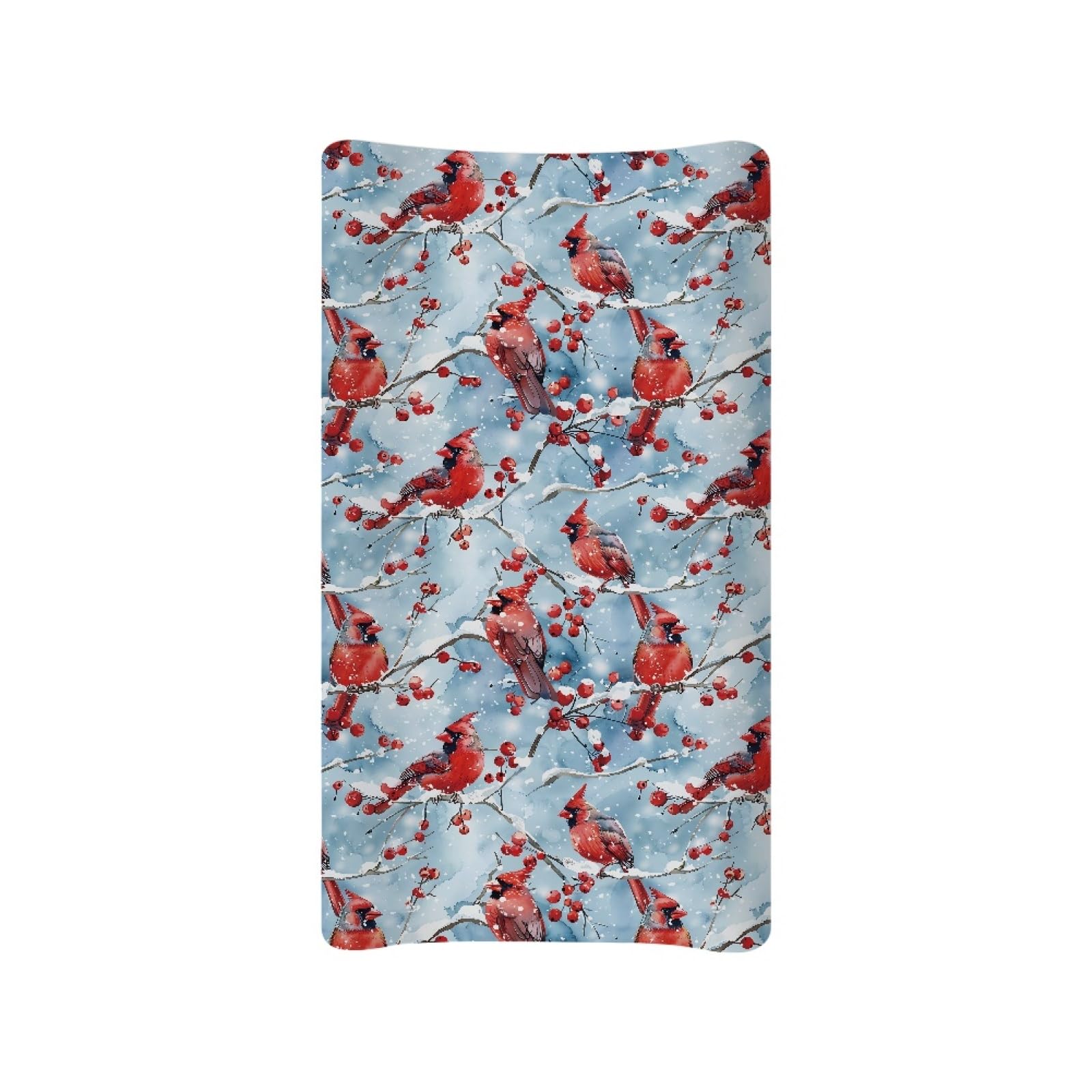 Guosanchn Christmas Changing Pad Cover for Baby Girls Boys, Bird Baby Nursery Diaper Changing Mat Sheets Fit for 32"x16" Changing Table Covers Blue Removable Soft Washable Xmas Decor