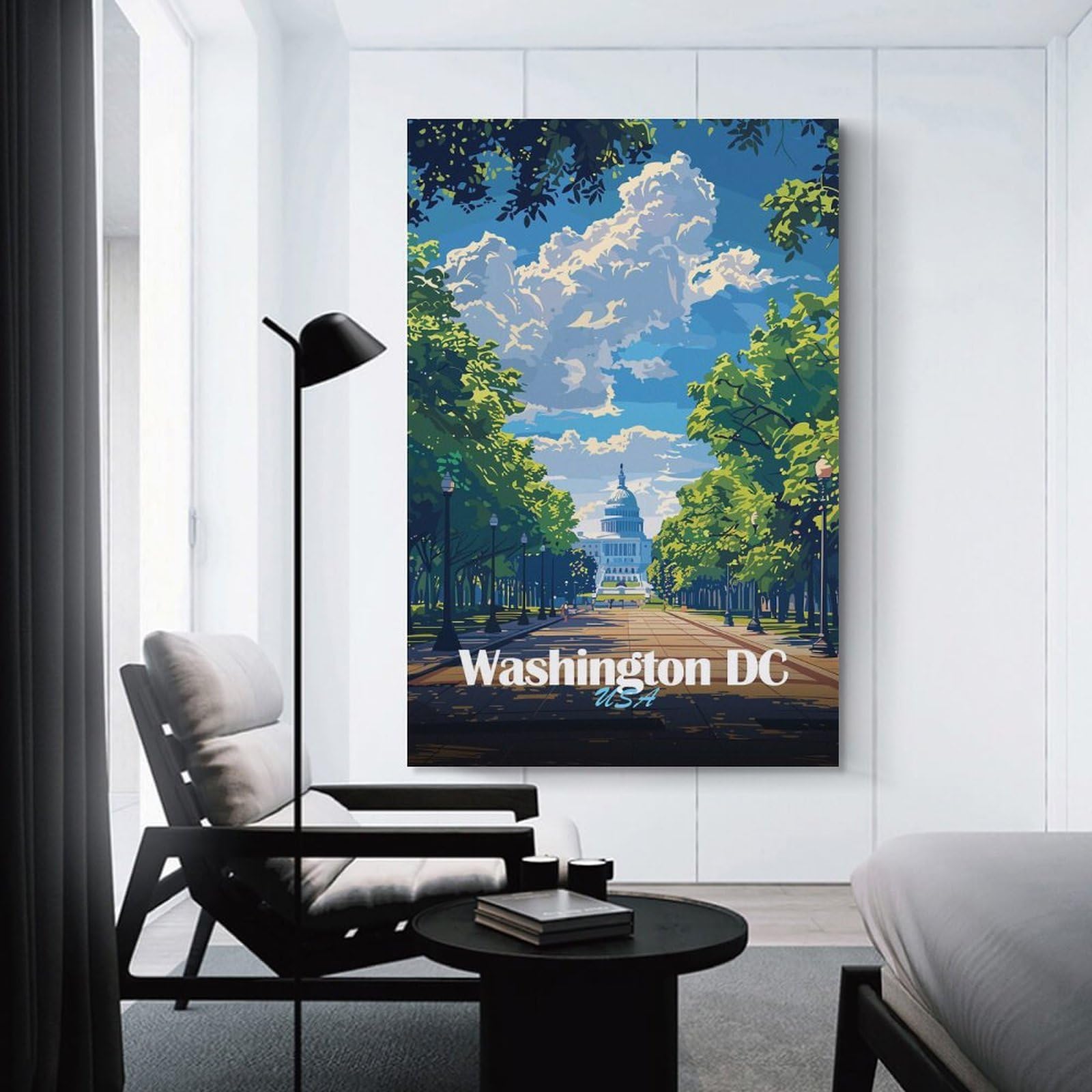 Junmoney Washington DC, USA, Capitol Building Canvas Art Print 24x36inch(60x90cm), for Bedroom Decor, Cosy Corners Or Studios, An Easy Wall Refresh for Bedrooms
