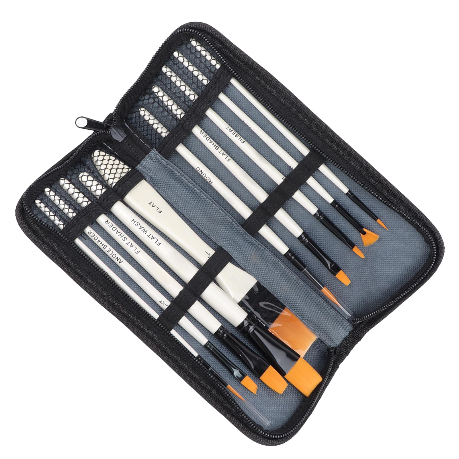 Juego de 10 Pinceles de Pintura con de Aluminio y de Madera de Pelo de Nailon Dorado con Bolsa para Gouache Acrílico, Pinceles para Pintura Al óleo, Tamaños Surtidos, Fácil