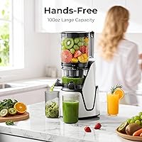 Vista 5 de Juicer Machines, 3-in-1 Cold Press Juicer with 6.5" Extra Large Chute, 100oz Large Capacity, AC Motor, Makes Juice, Nut Milk & Sorbet, Bright White