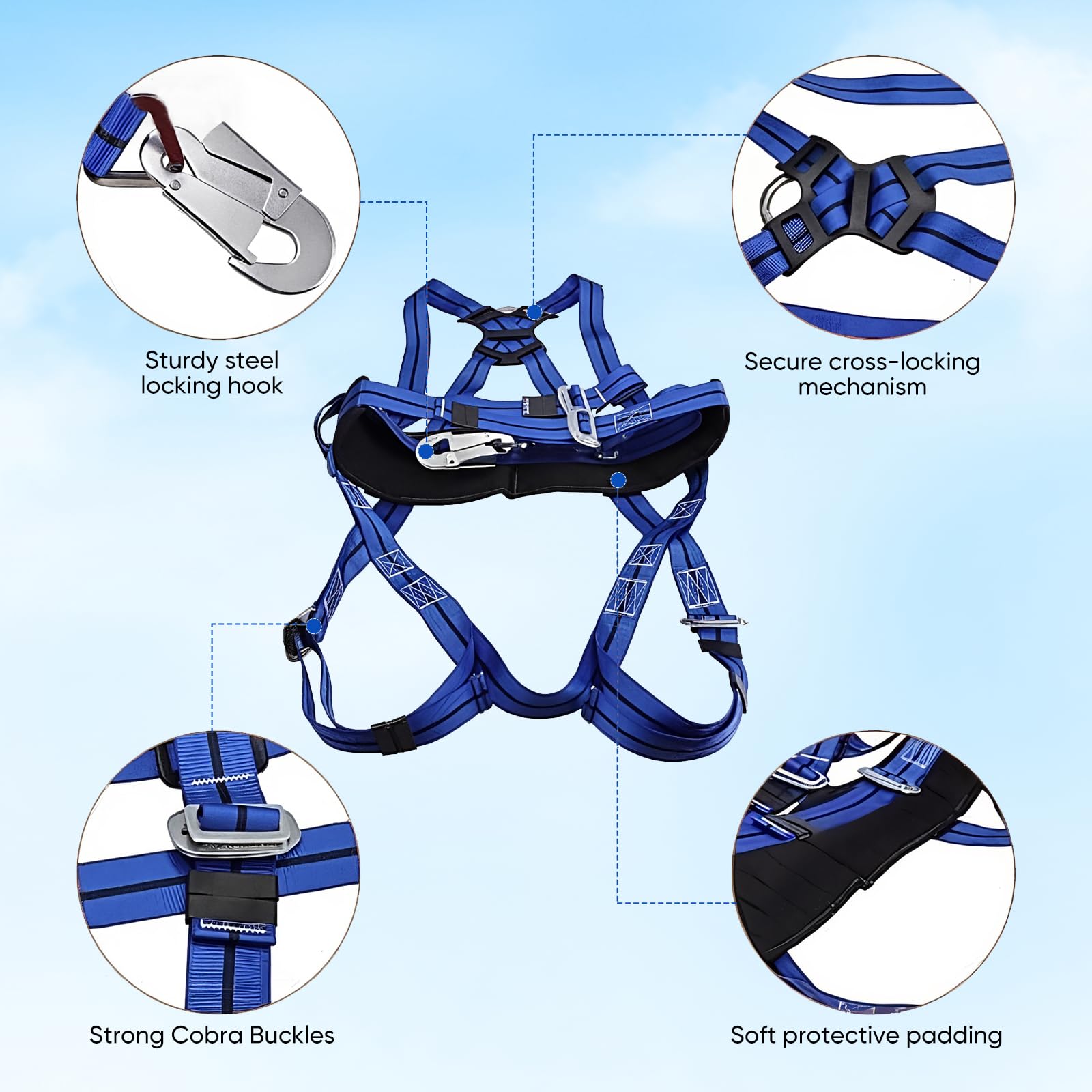 Ensemble professionnel de crampons d'escalade dans les arbres avec harnais de sécurité complet - Équipement d'escalade d'une capacité de 150 kg pour les arboriculteurs et les opérations de sauvetage