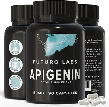 Apigenin 50mg Supplement - Optimal Dosage for Sleep & Relaxation, High Purity, UK Made, Lab Tested, Non-GMO, Natural Apigenin Supplement, 98%+ Purity- 90 Caps/90 Day Supply
