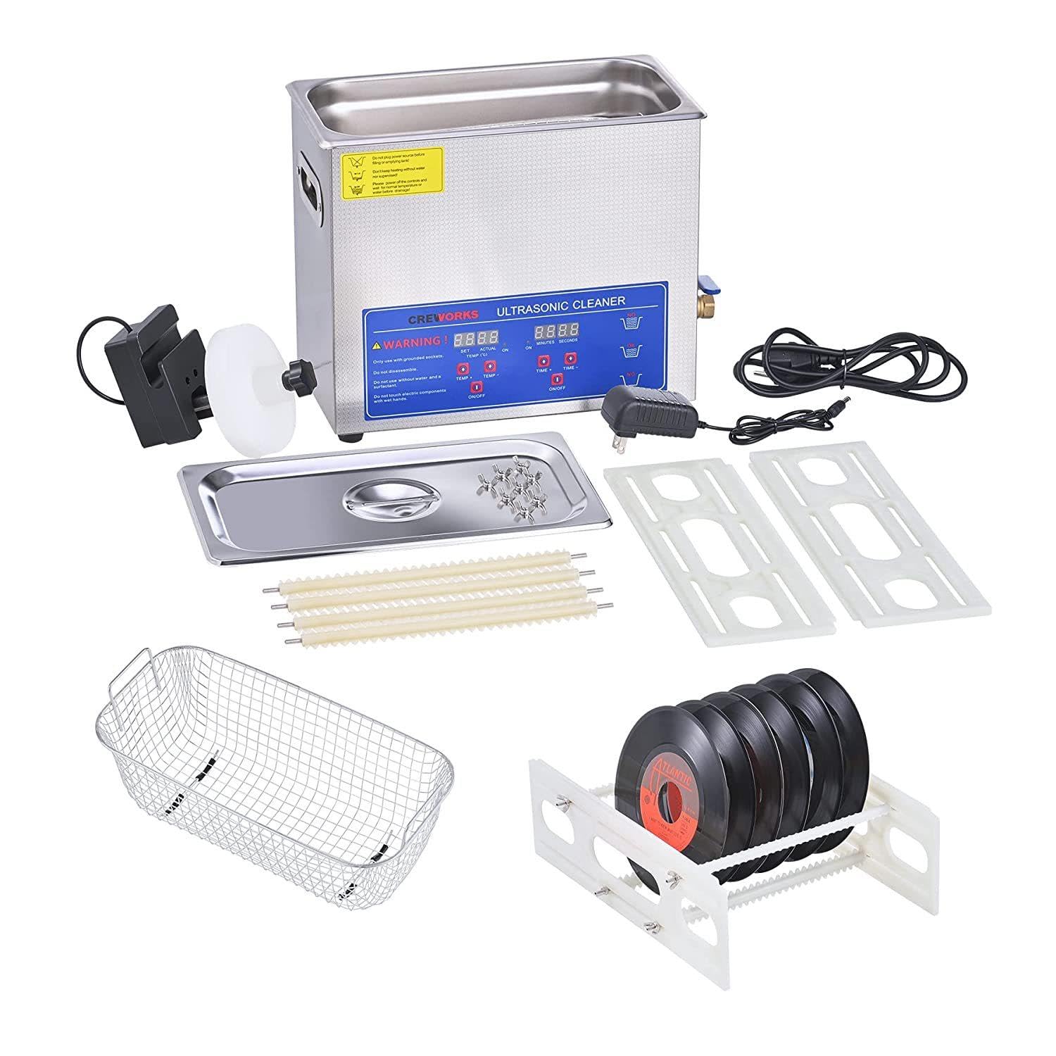 Pulitore ad ultrasuoni Portatile con Controllo Digitale, pulitore ad ultrasuoni per Dischi in Vinile, pulitore per Dischi in Acciaio Inossidabile da 6 Litri,Temperatura Regolabile