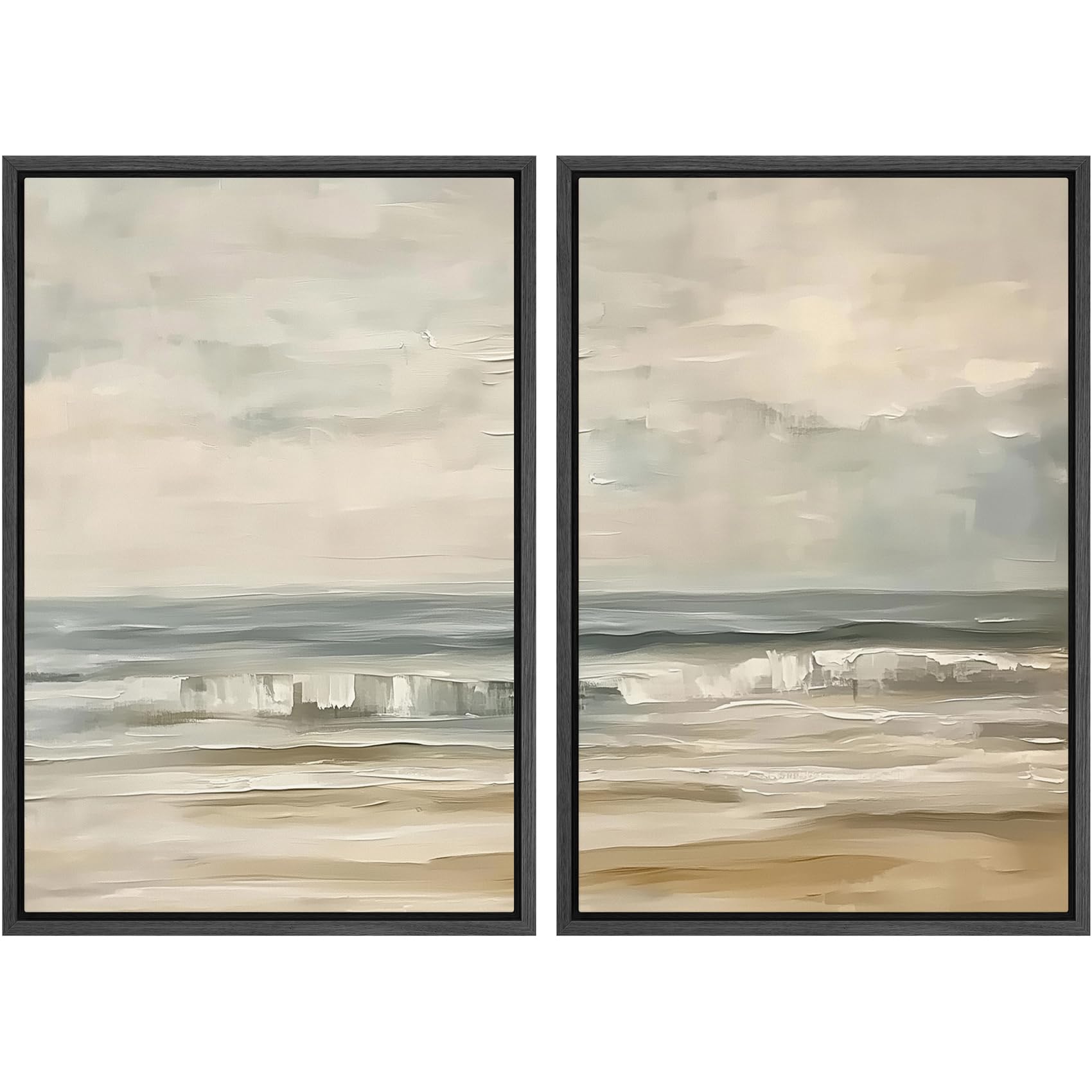 MUDECOR Framed Canvas Print Wall Art Set Watercolor Pastel Green Tan Landscape Abstract Shapes Illustrations Modern Art Decorative Contemporary for Living Room, Bedroom, Office - 16"x24"x2 Natural — view 152