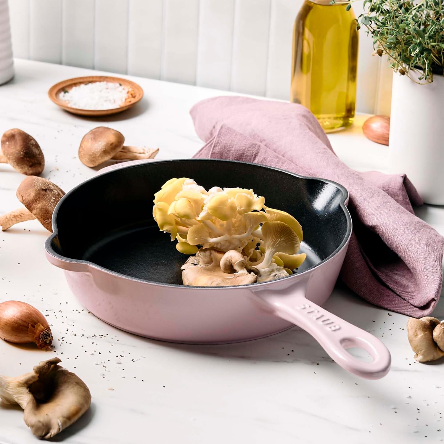 STAUB Cast Iron 11-inch Traditional Deep Skillet - Peony Pink