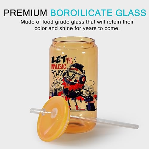 Miniatura 5 de sweet grain Latas de vidrio de sublimación con tapas y popotes (paquete de 4)  16 onzas en blanco de vidrio de sublimación de color transparente,