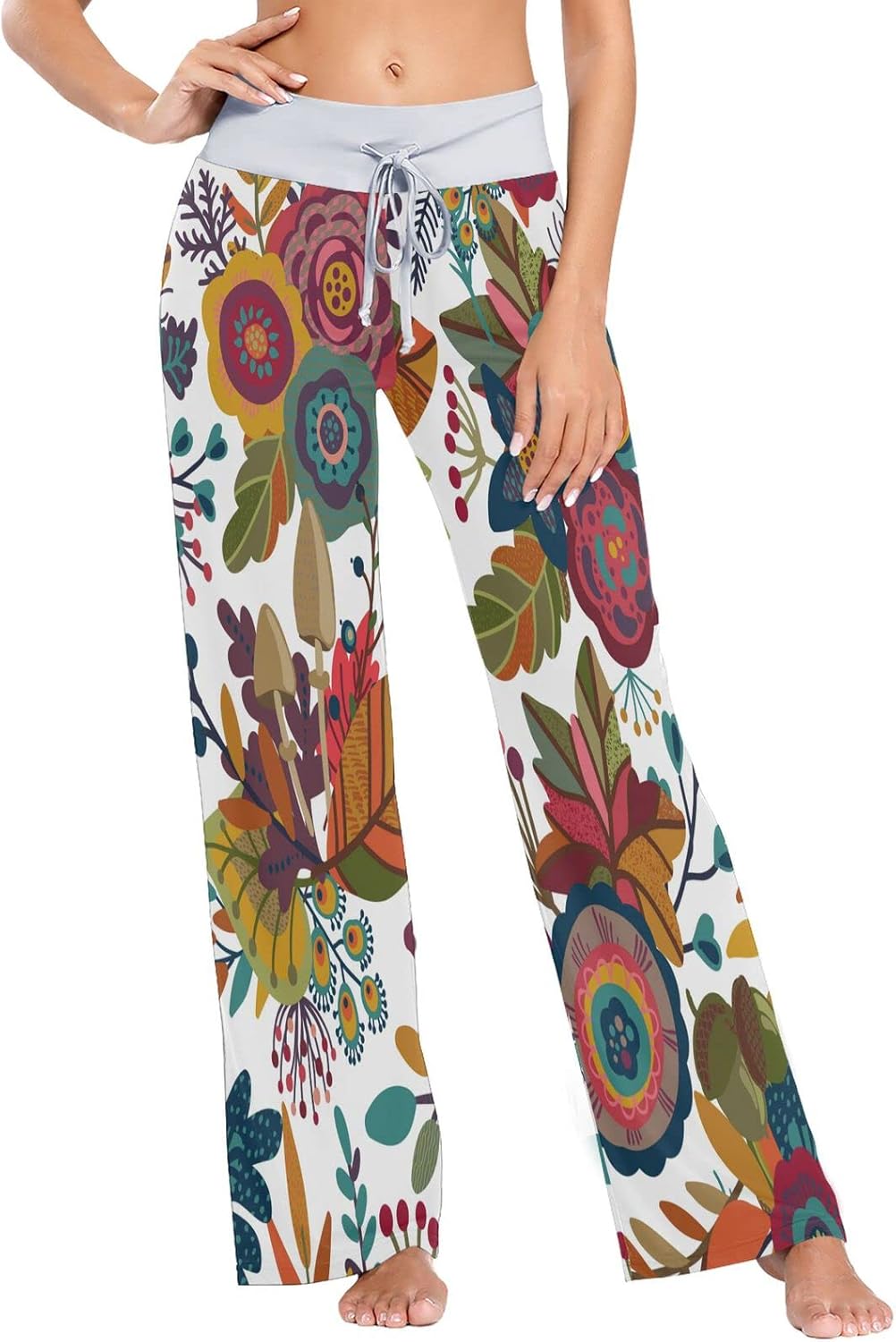 ALAZA Women's Bird and Roses Flowers Sleep Pajama Pant : Clothing, Shoes & Jewelry