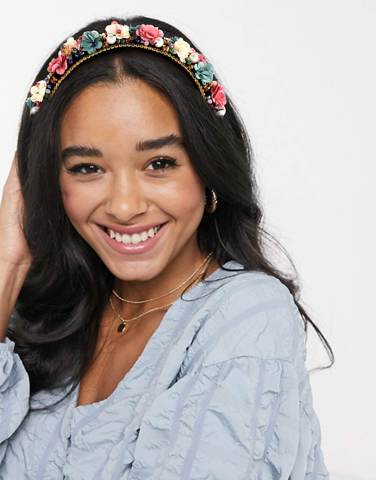 NEW Rhinestone Wide Headband Knotted Padded  Baroque Flower Hair Bundle … Amazon.com : Rhinestone Padded Headband Baroque Crystal  main image 2
