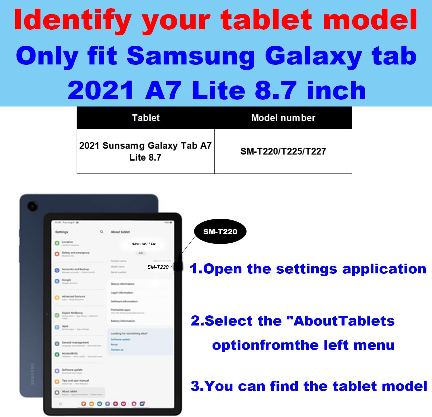 Leather Case for Samsung Galaxy Tab A7 Lite 8.7" 2021 Folio Cover image 2