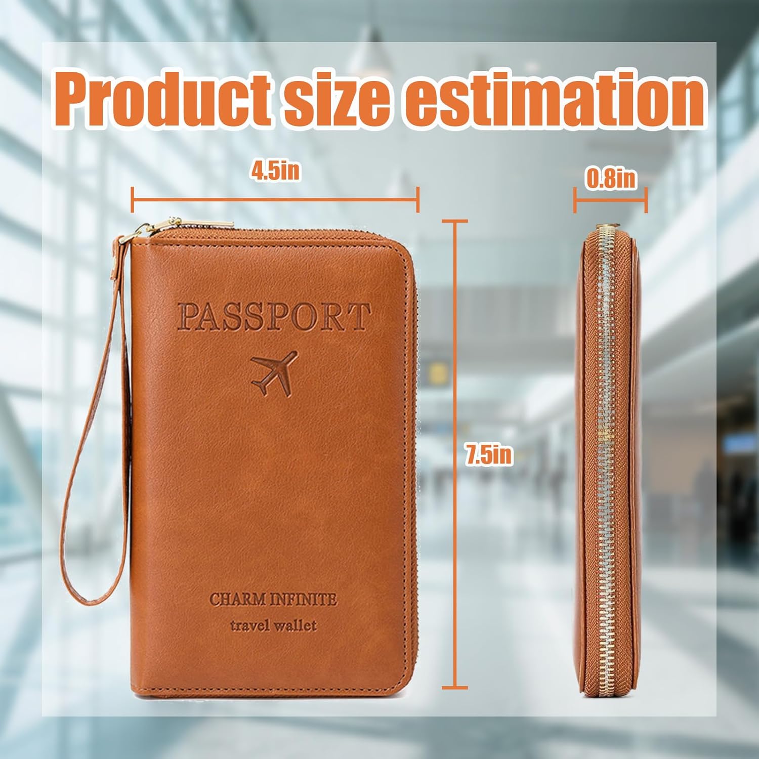 RFID Passport Wallet for Travel (Men & Women), Anti-Theft Leather RFID Passport Holder with Multi-Card Slots (Brown) - Image 2