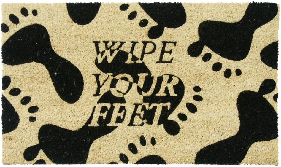 Rubber-Cal Welcome Wipe Your Feet, Please Coir Mat, 18 x 30-Inch, White