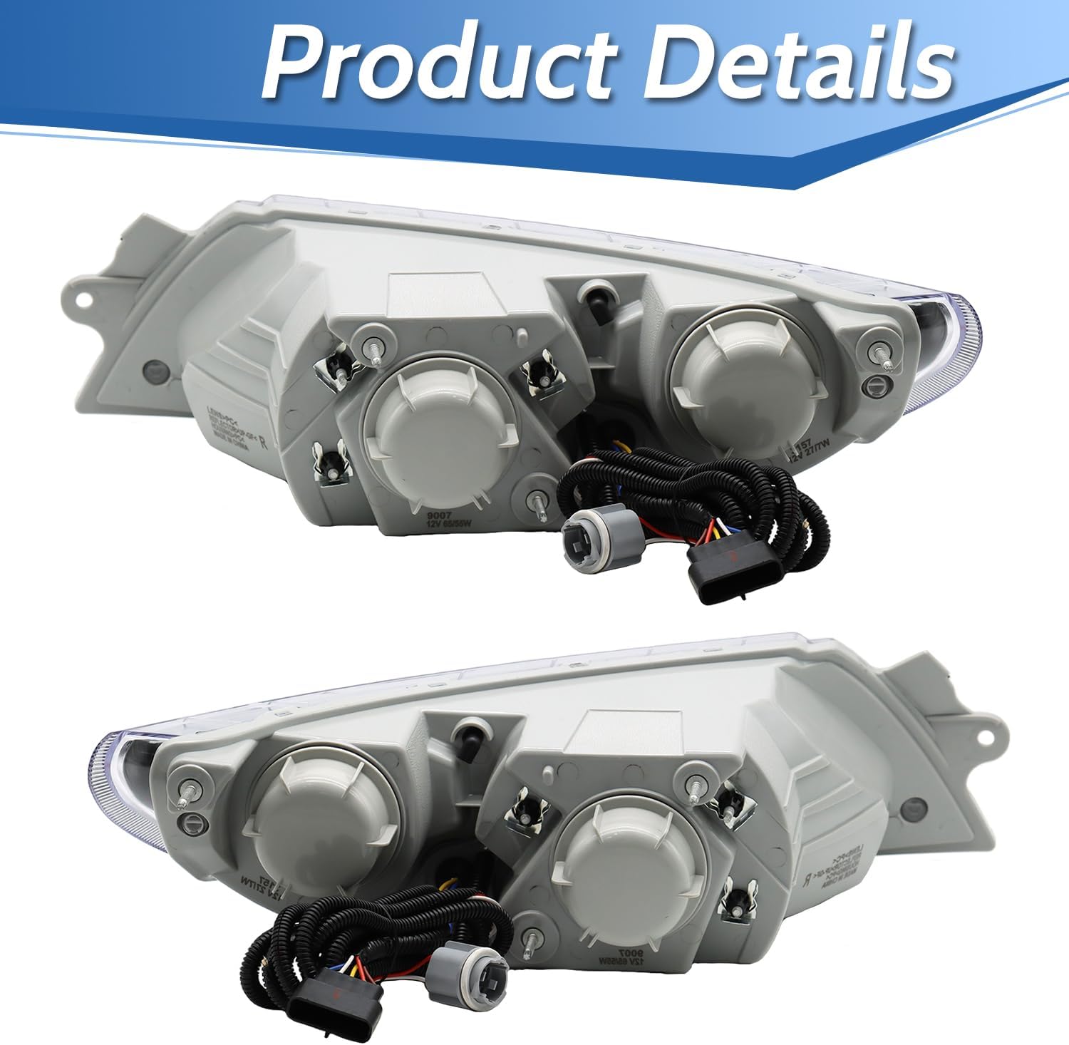Headlight Headlamps Assembly Pair for 2002-2018 International Durastar 4200, 4300, 4400, 4900 Trucks (Left & Right Sides)