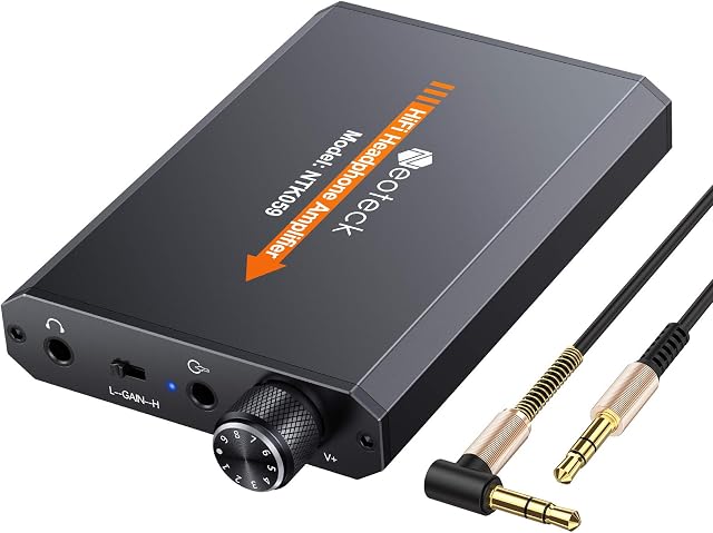 Neoteck Portable 3.5mm Headphone Amplifier Two-Stage Gain Switch, 16-150 Ohm, Aluminum Matte Surface
